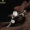 Pendientes largos de Plata de Ley 925 con flores de ciruela para mujer, joyería Vintage para prevenir alergias ► Foto 3/5