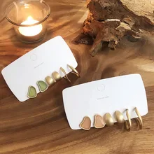 MENGJIQIAO корейский падение глазури матовый металлический круг, серьги со шпилькой, для Для женщин модная одежда для девочек с геометрическим принтом Boucle D'oreille 3 шт./компл