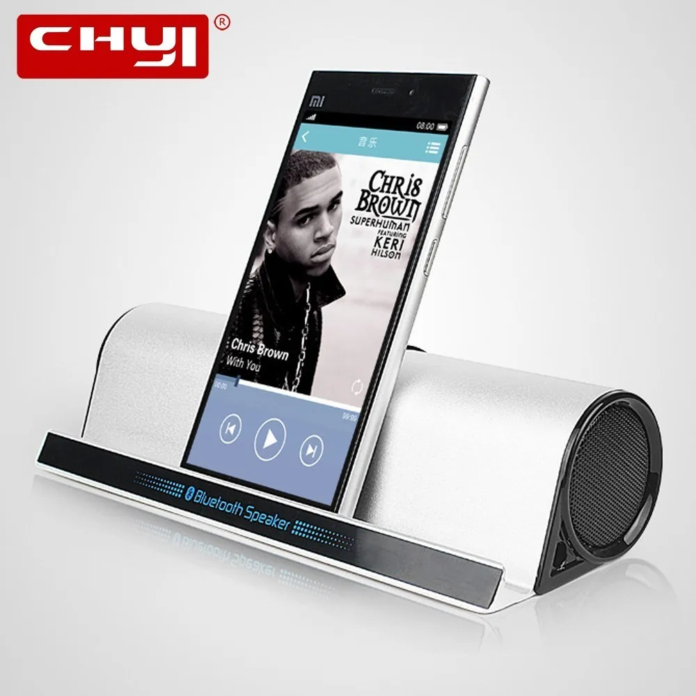 

CHYI Phone Holder Bluetooth Speaker Stereo Hi-Fi Subwoofer Aluminum Alloy Soundbar Boombox Sound Box AUX Tablet Holder For Vivo