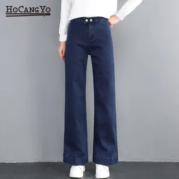 

2019 Women Denim Jeans and Pants Large Size High Waist Jeans Trousers for Women Loose Casual Wide Leg Pant Long Cotton Trousers