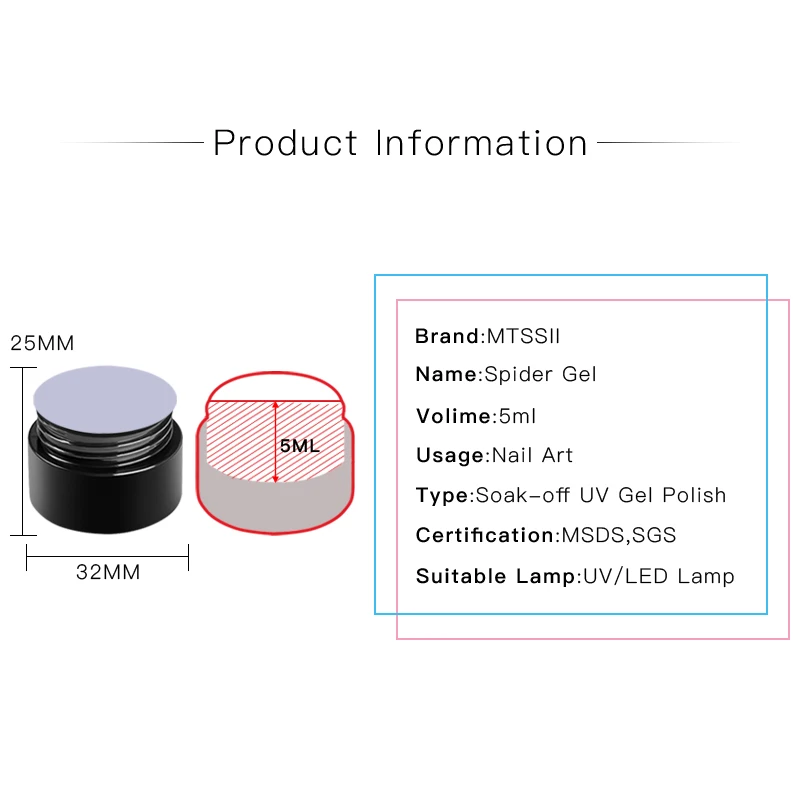 Mtssiil 5 мл паук гель креативный рисунок проволоки ногтей гель лак точка к линии Гель-лак для живописи тянет шелк паук дизайн ногтей