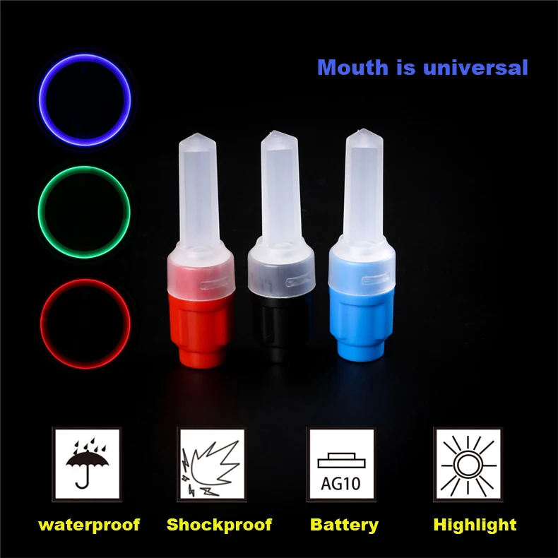 Perfect Wheel Up Wheel Tire Valve Cap 2Pcs 3 Colors Bike Bicycle Car  Spoke Neon Flash LED Wheel Warning  Lights Lamp Cycling Accessorie 1