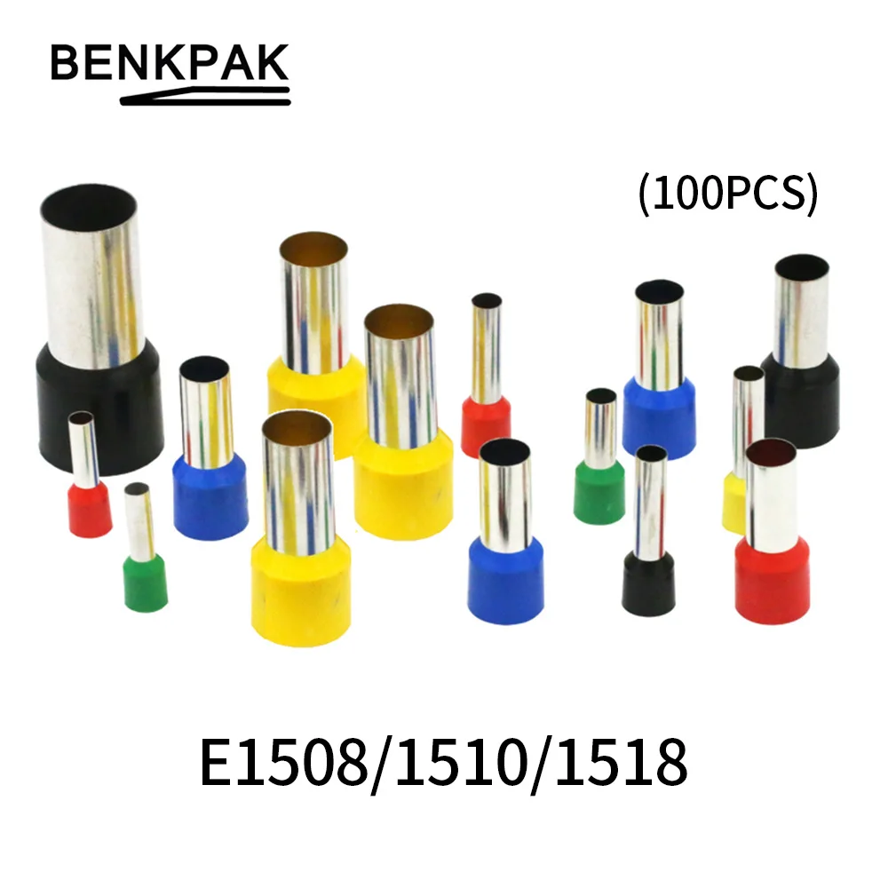 

100PCS/lot E1508 E1510 E1518 Insulated Ferrules Terminal 1.5MM2 Cable WireConnector Insulating Crimp Terminal Connect