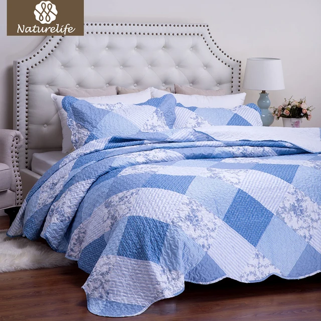 Special Offers Naturelife Floral Pattern Quilt Set Bedspread Bed Cover Quilted Bedding Set Blue Printed Lightweight Quilts Warm Coverlet Set Special Offers Naturelife Floral Pattern Quilt Set Bedspread Bed Cover Quilted Bedding Set Blue Printed Lightweight Quilts Warm Coverlet Set