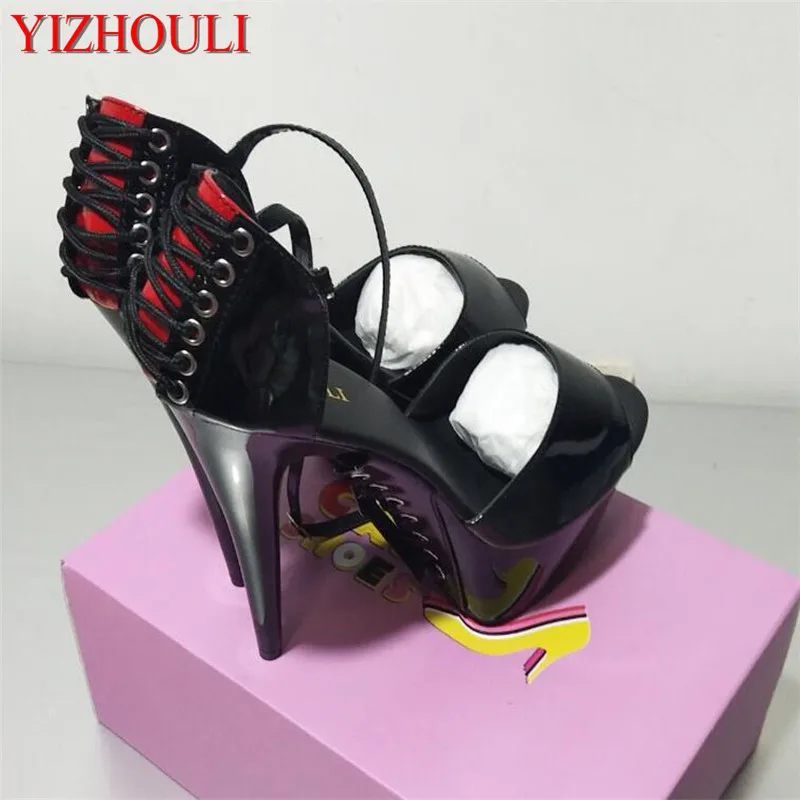 

6 inch Pointed Stiletto high heels Open Toe Cross bandage womens 15cm high heel sandals platform pole dance shoes