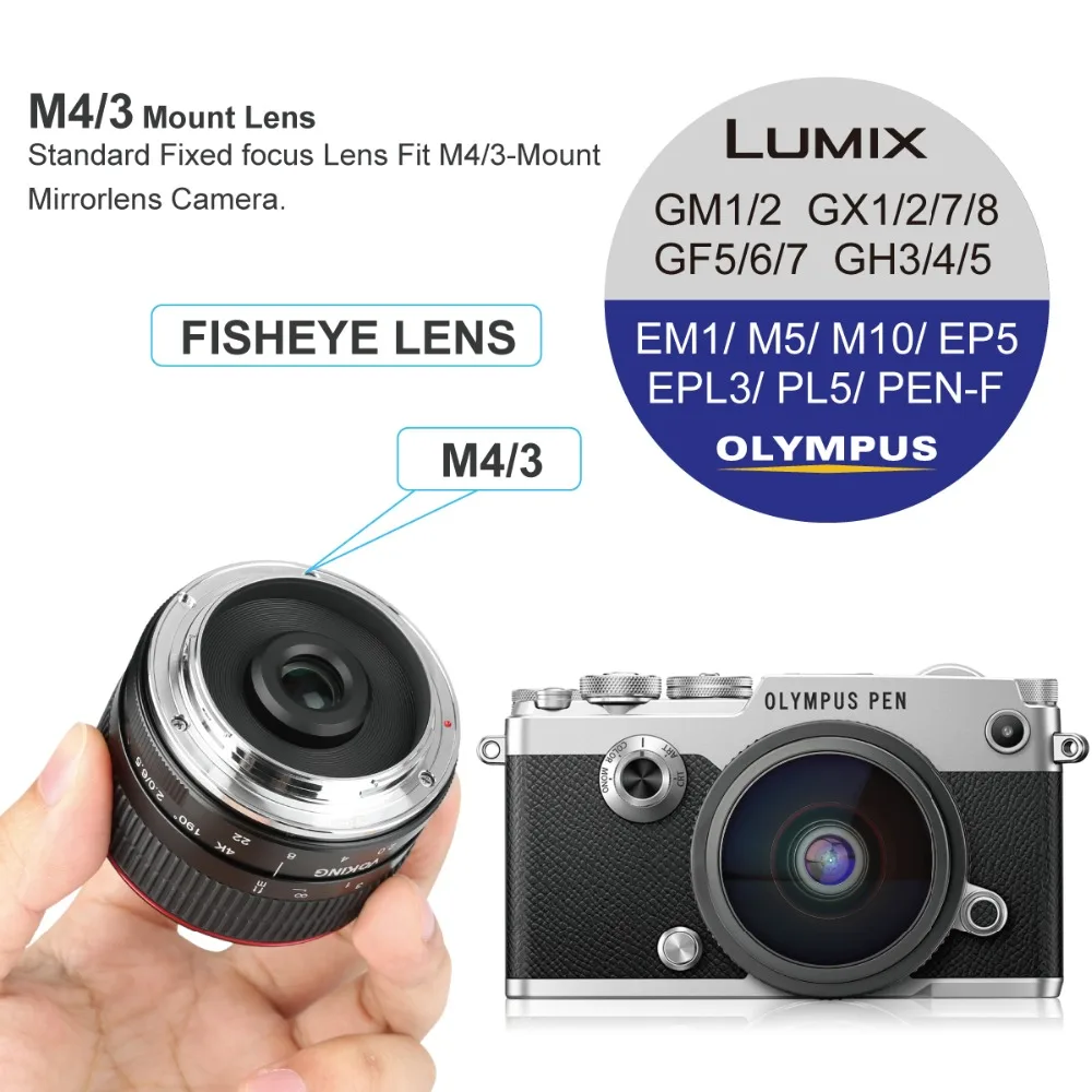 Объектив VOKING VK 6 5 мм f/2 0 Ultra Wide Ручной Рыбий глаз для Nikon Panasonic Olympus Micro Four Thirds