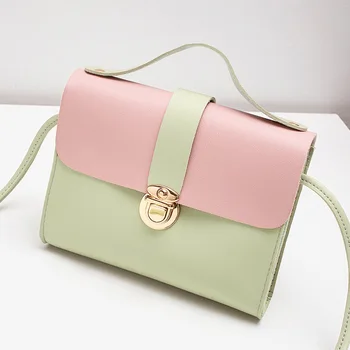 

2018 new Japanese and Korean version lock buckle Xiao Fang bag hit color single shoulder oblique satchel sweet lady zero purse