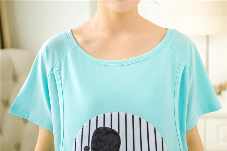 Летняя одежда для кормления грудью с короткими рукавами для беременных модная Домашняя одежда хлопковые пижамы для беременных женщин