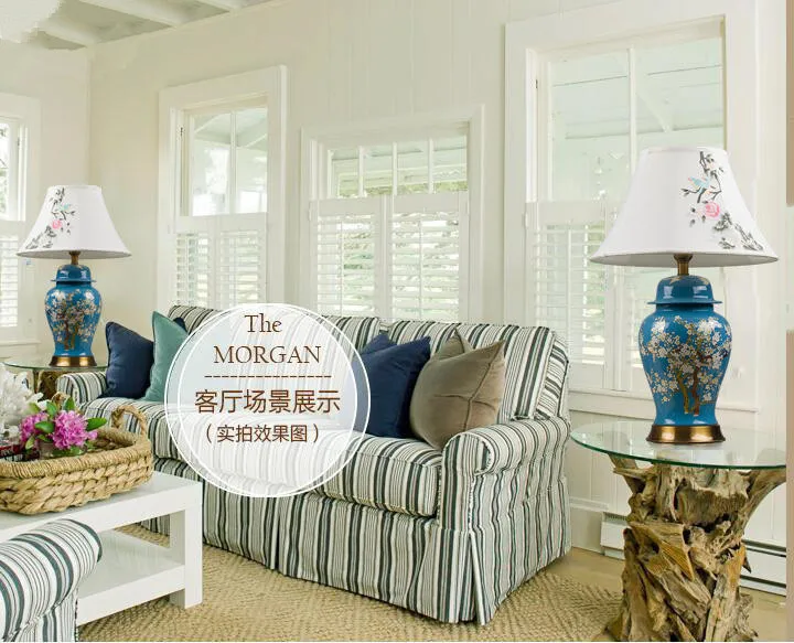 Vintage chinese porcelain ceramic table lamp bedroom living room wedding table lamp Jingdezhen large ceramic table lamps (11)