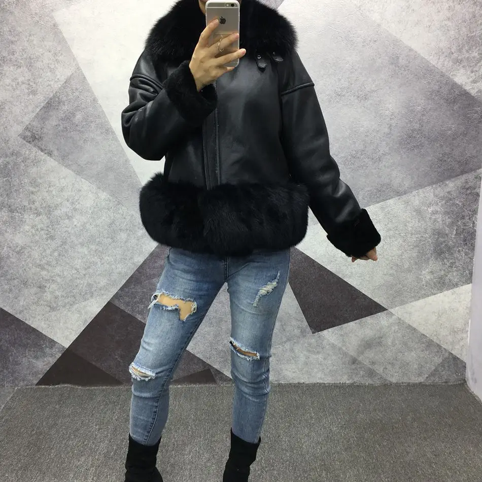 women genuine leather jacket with fur (8)