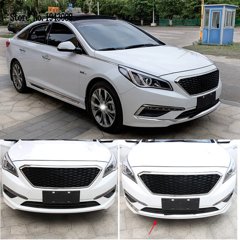 Аксессуары подходят для Hyundai Sonata LF хромированный, передний, нижний бампер крышка отделка литья решетка GARNISH