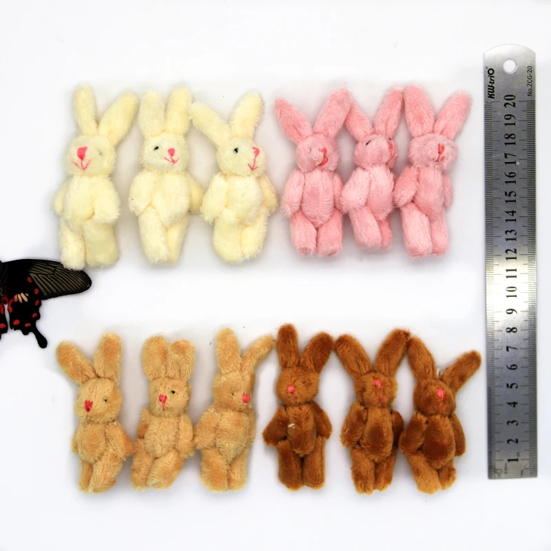 미니 관절 토끼 인형, 봉제 인형, 의류 및 헤어 액세서리, 장식 봉제 장난감 인형, 6cm, 100 개