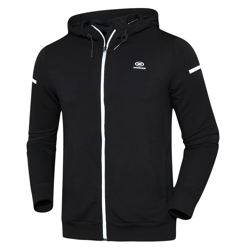 Куртка мужская с капюшоном и длинным рукавом светоотражающая полоска спортивная