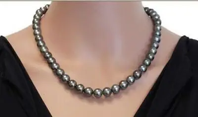 Free shipping hot sale Women Bridal Wedding Jewelry &gt&gt17&quot 9-10 MM NATURAL SOUTH SEA PERFECT BLACK PEARL NECKLACE 14k clasp |