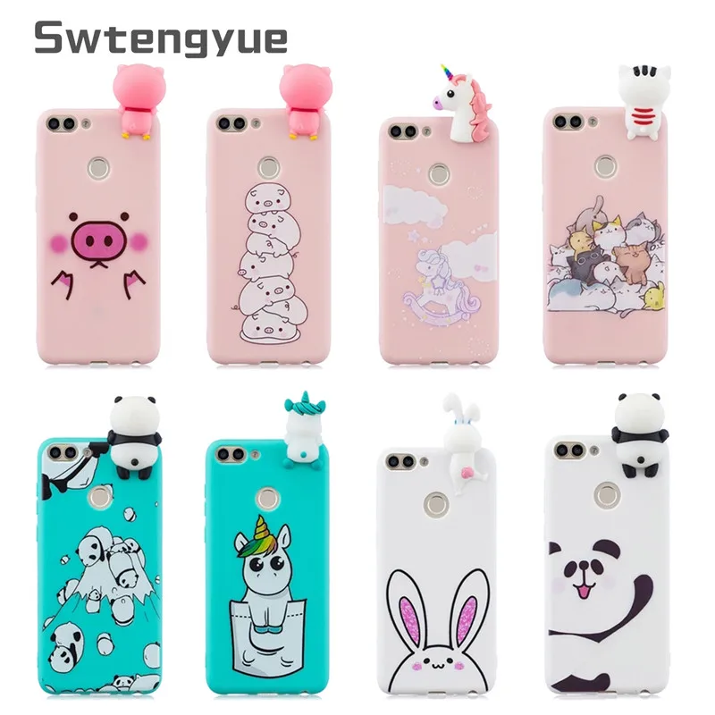 

3D Cartoon case on For Funda Huawei P smart cover Silicone Soft TPU case For Coque Huawei P smart Doll Toy Cases Etui