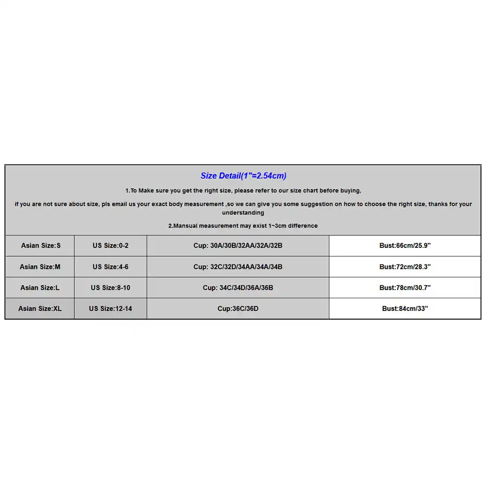 Bathing Suit Top Size Chart