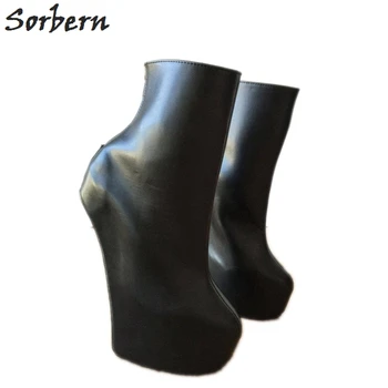 

Sorbern Custom Wide Winter Ankle Boots Ladies Hoof Heelless Wedges Shoes Custom Colors Plus Size Sexy Fetish High Heels New