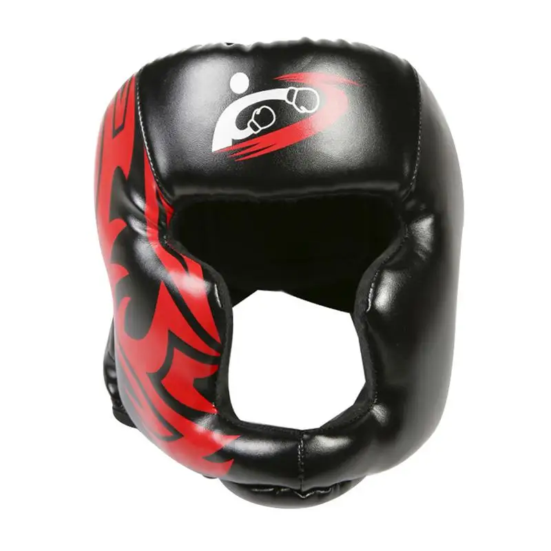 Свободный размер Муай Тай Бокс тхэквондо ММА шлем головной убор защита головы каратэ спарринг кикбоксинг защитные головные уборы - Цвет: Черный