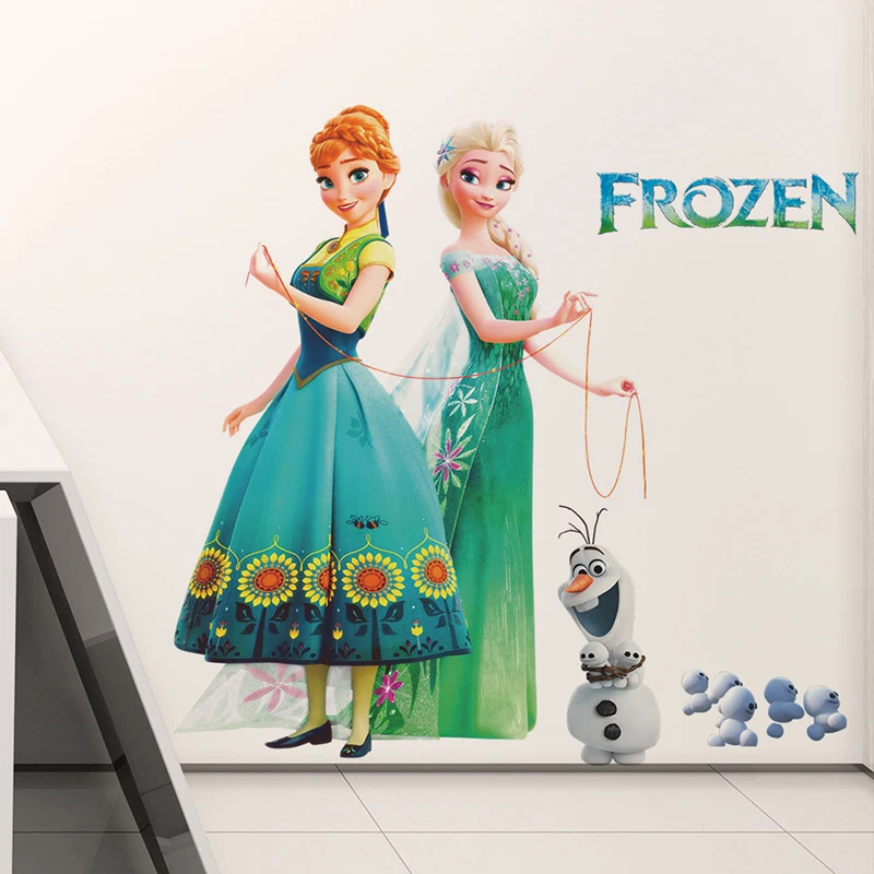 

Cartoon Olaf Elsa Anna Princess Frozen Wall Stickers For Kids Room Home Decoration Diy Girls Decals Anime Mural Art Movie Poster