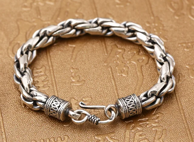 Bracelet Bracelet En Argent Sterling 925 Pour Pièce De Monnaie Ronde Pour  Femmes, Hommes, Chaîne Épaisse, Bracelet En Argent Thaïlandais, Cadeaux