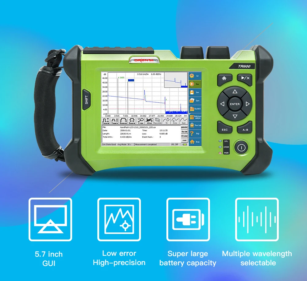 

1310/1550/1625nm 32/30/30db SS24AF PON OTDR Optical Time Domain Reflectometer Fiber Optic OTDR Tester English,Spanish
