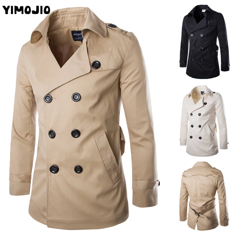 Beste Heren Trenchcoat 2019 Mens Mid Lengte Jas Slanke Toevallige Jas Mannen Effen Verstelbare Taille Mannelijke Geul Street Wear Stijl wind Jas