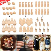 Hot 10 Pcs Creative Toy Puppet Logs Handmade DIY Painted Wooden People Home Decoration Ornaments Crafts Wooden Ornaments Gift