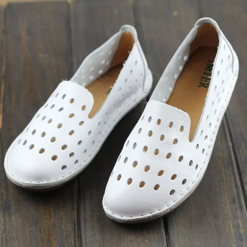 

Women's Shoes Hand-made Genuine Leather Flats Plain Toe Slip on ladies Flat Shoes Casual Female Footwear Driving shoes