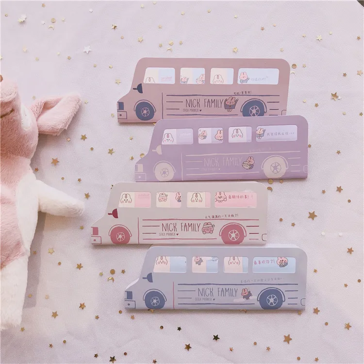

SIXONE Creative Lovely Rabbit Bus Sticky Note Indexes Hand Account Decoration Kawaii Memo Pad stationery korean