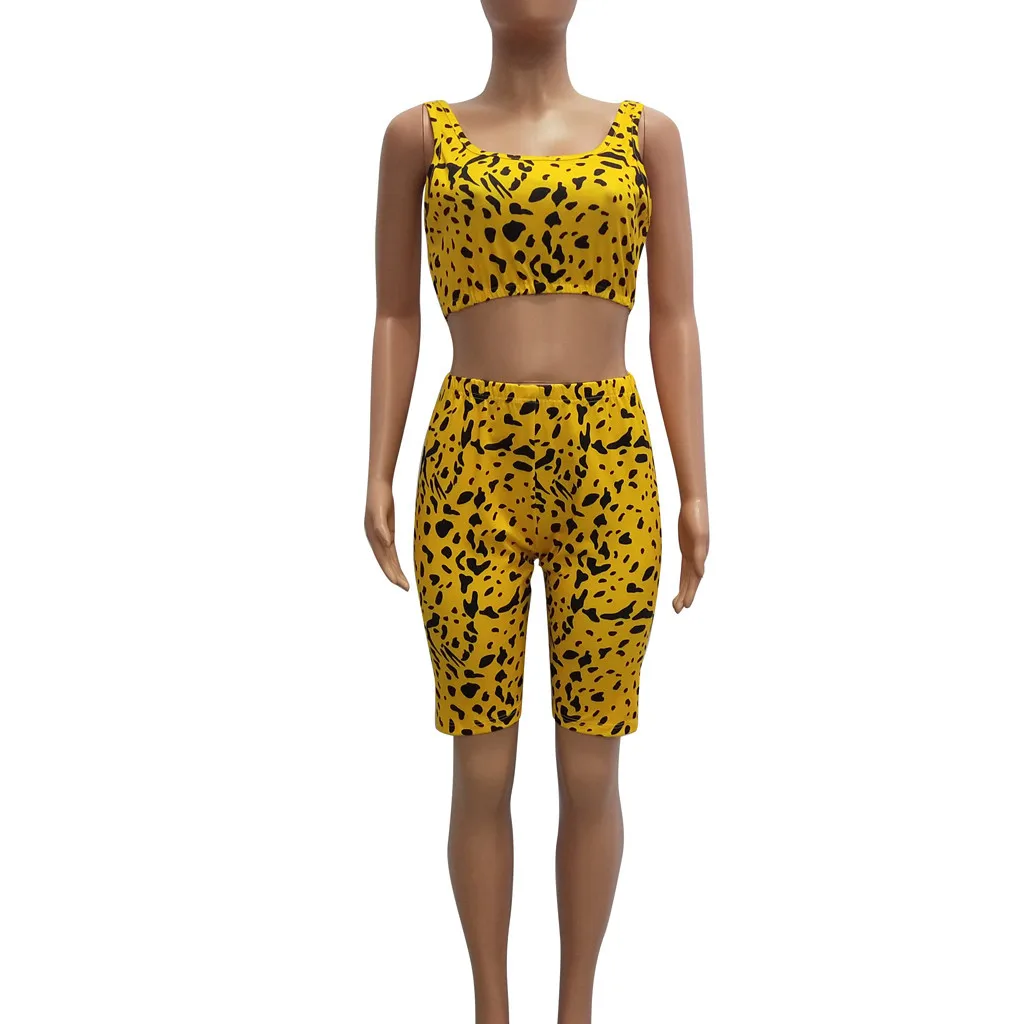 Камуфляжный укороченный топ байкерские шорты сексуальные трусы с открытыми плечами женский спортивный костюм летний Стиль Женский комплект 2 шт - Цвет: Цвет: желтый