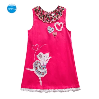 

JUXINSU New Summer Cotton Girls Sleeveless Dresses for Baby Girl Dress 1-7 Years