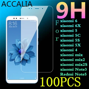 

100Pcs 9H Tempered Glass for Xiaomi Note3 Mi6 6X 5 5C 5S 5X Mi4 Mix Mix2 mix2S Film For Redmi Note5 2.5D Screen Protector Film
