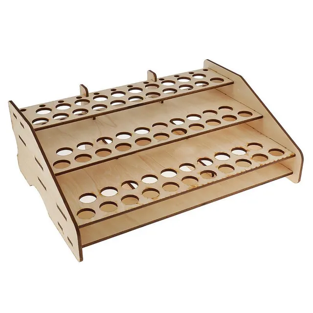 63 Holes Wooden Tattoo Ink Paint Bottles Display Rack Brushes Holder