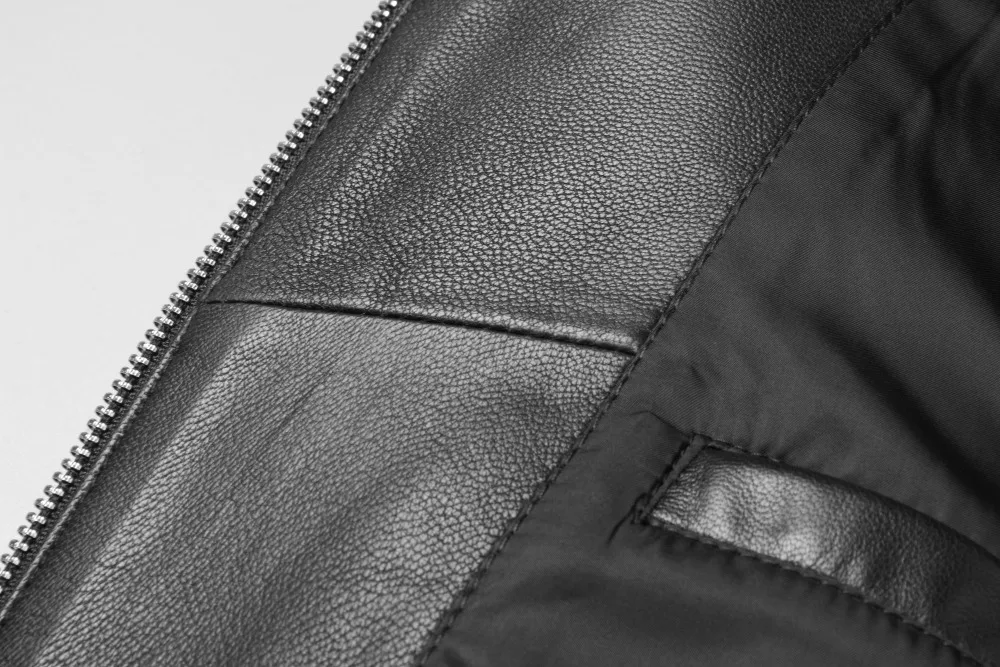 Новейшая кожаная куртка из натуральной овечьей кожи, мужская повседневная куртка с вышивкой и блестками, модная черная куртка из натуральной кожи