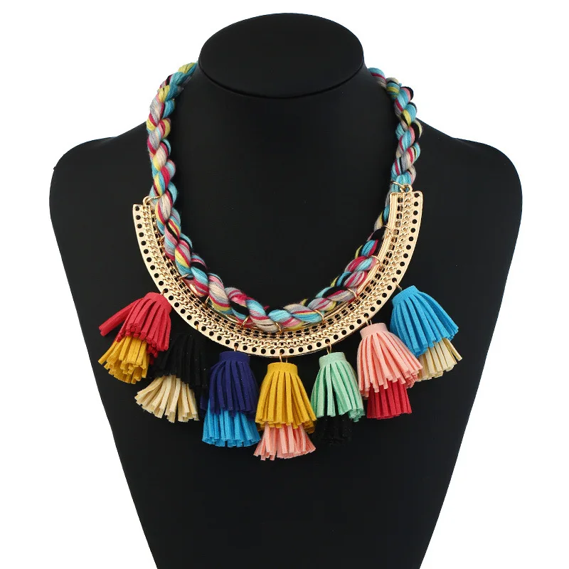 

2017 New Collar Beautiful Hyperbole Umbrella Necklace Handmade Bohemian Tassel Necklace Choker Velvet Necklace Women Duftgold