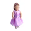 18 inch Girls doll dress Princess purple ribbon dress American new born clothes Baby toys accessories fit 43 cm baby c108