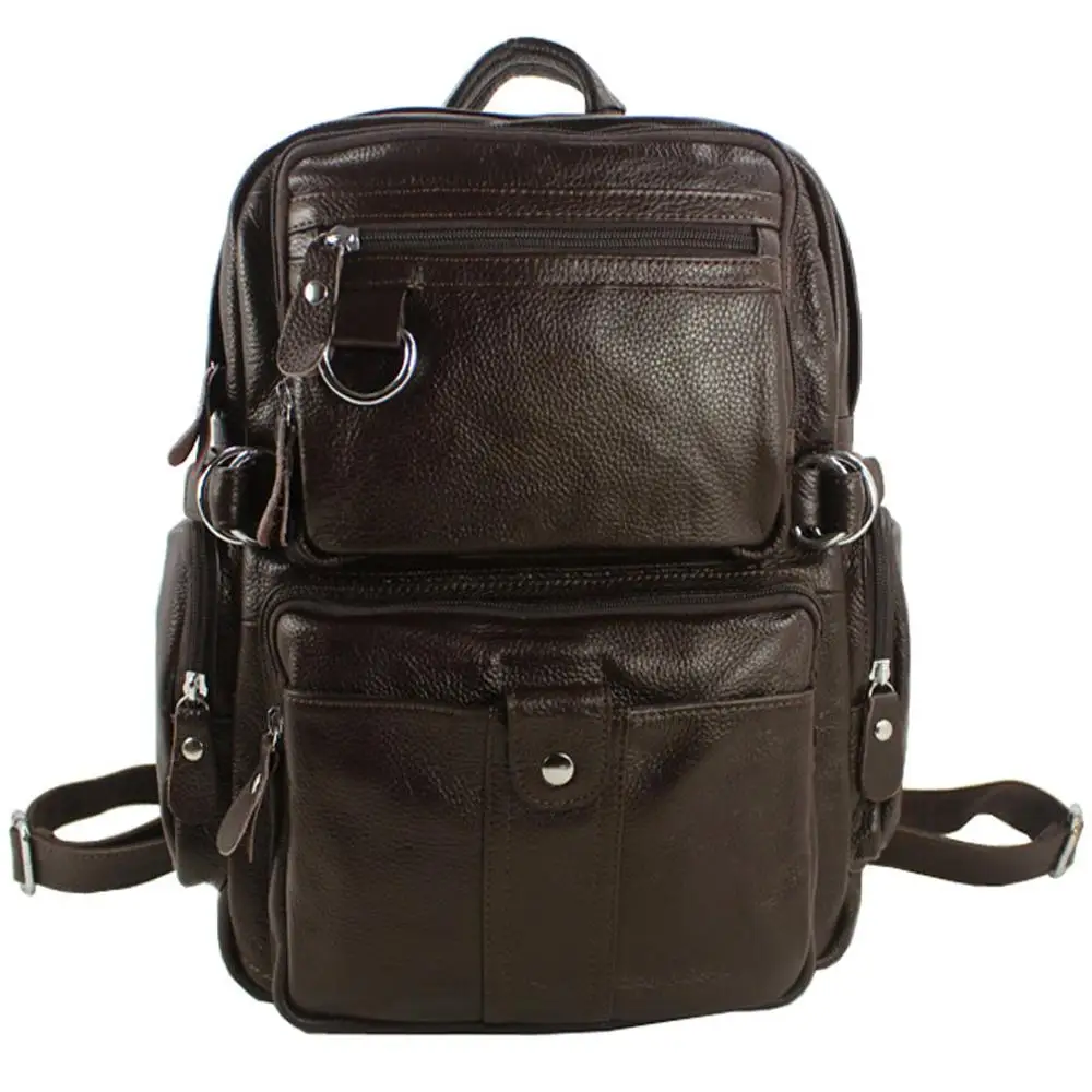 

New 2019 Fashion Men's Genuine Leather Backpack Men School Backpack Bag Leather Rucksack male knapsack bagpack Black brown