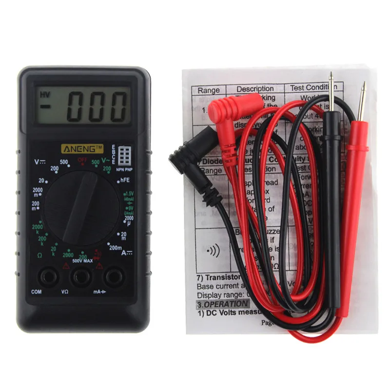 

ANENG Mini Digital Multimeter Overload Protect Voltage Ampere Ohm Meter DC AC bubble bag packaging