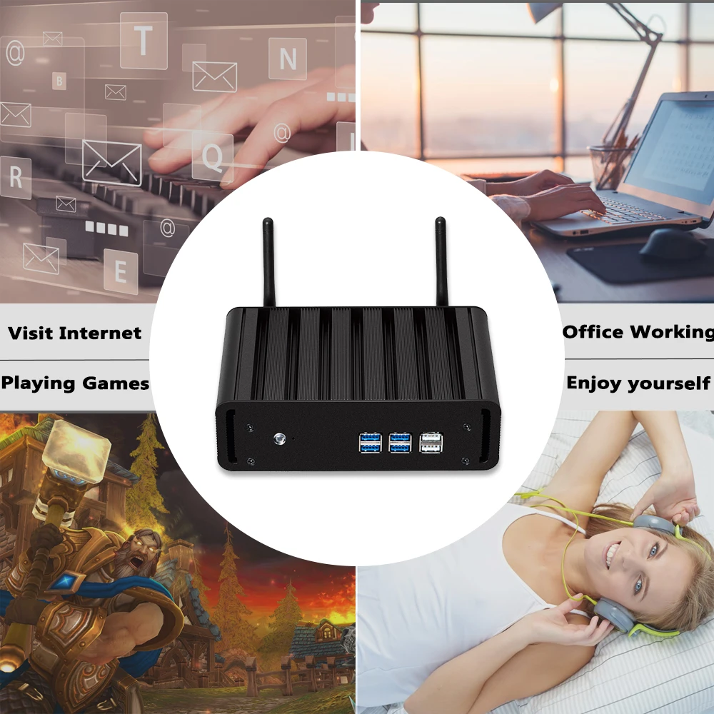 HLY i7 Mini PC Core i7 7500U i7 6500U Mini Computer 4K HD Windows 10 Celeron 2955U Computer PC Desktop HDMI USB Wifi