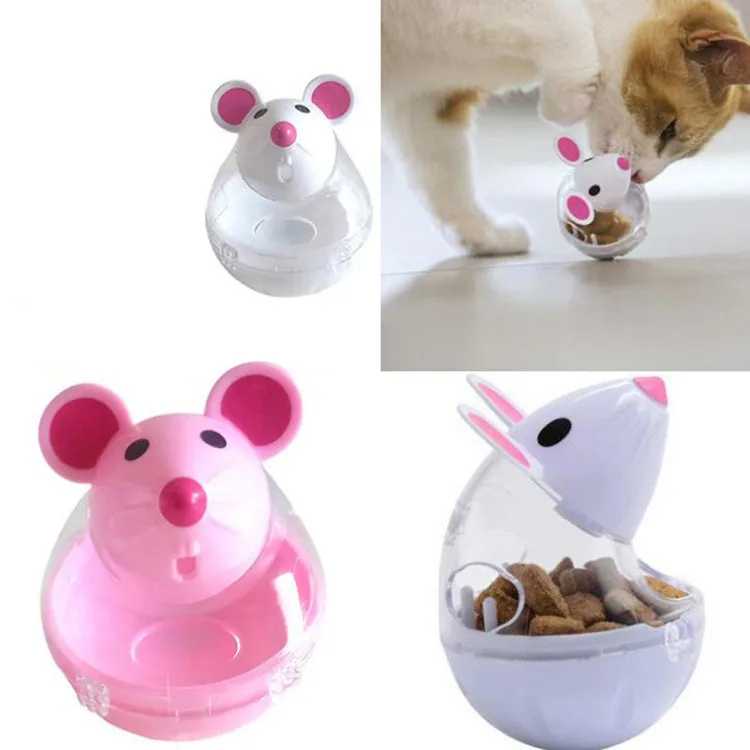 

2019 tumbler Pet Feeder Toy Mice Mouse Shape Rolling Cat Food Bowl Playing Training Educational Toys For Cats