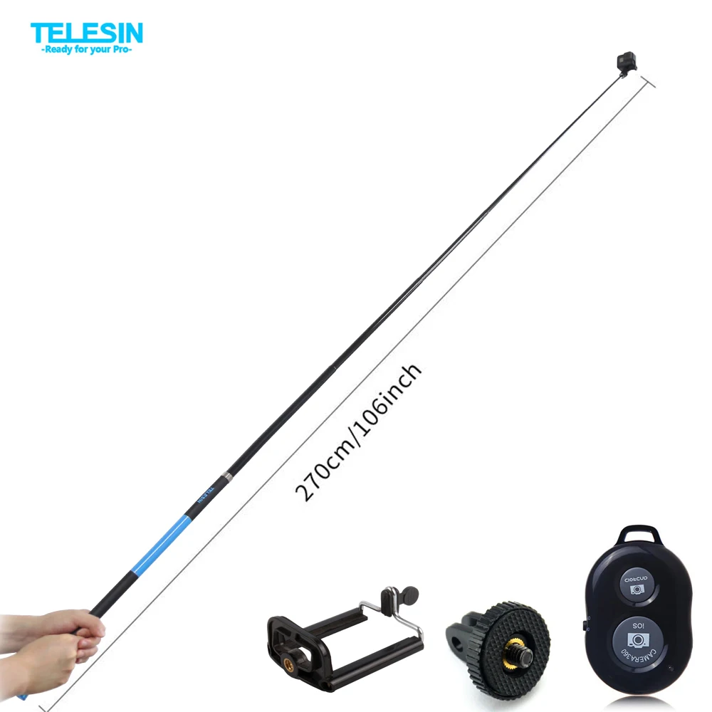 

TELESIN 106" Selfie Stick for android phone GoPro Hero Xiaomi YI 4K SJCAM EKEN Carbon Fiber Extendable Handheld Monopod Pole