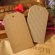 100 шт гофрированный крафт пустая Закладка трапециевидные крафт подарочные ценники, бирки DIY бумажные Висячие бирки с пеньковая веревка 4,5X8 см