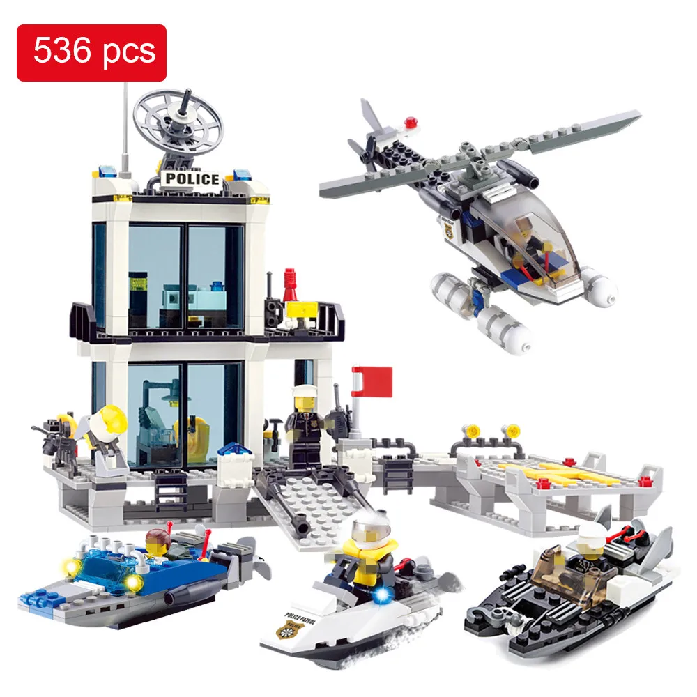 

536pcs City Building Blocks Police Station Prison Figures Compatible with Legoed City Police Bricks Set Educational Toys For Kid