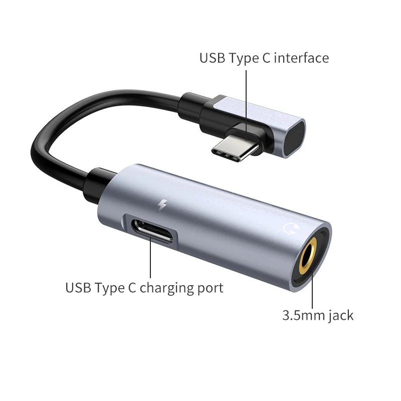 HOCO USB Type C to 3.5mm Aux Jack Adapter 2 in 1 3.5 Audio Headphone Adapter Charger Splitter for xiaomi mi 8 mix huawei P20