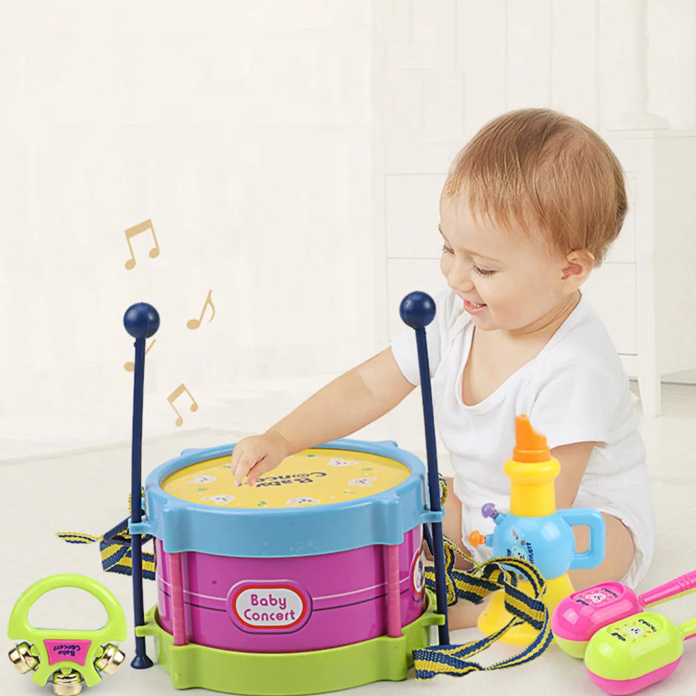 5 шт./компл. музыкальный инструмент Детские музыкальные игрушки рулон барабанные Музыкальные инструменты набор музыкальных инструментов игра детская игрушка