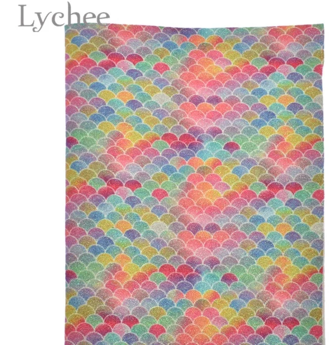 Lychee 21x29 см Русалочка Радужный Блеск Ткань Красочные Синтетическая Кожа DIY материалы аксессуары для шитья - Цвет: 1