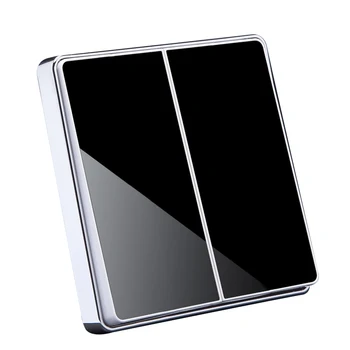 

2 Gang Glass Mirror Surface Luxury Wall Switch 86mm Suqare Panel Light Switch