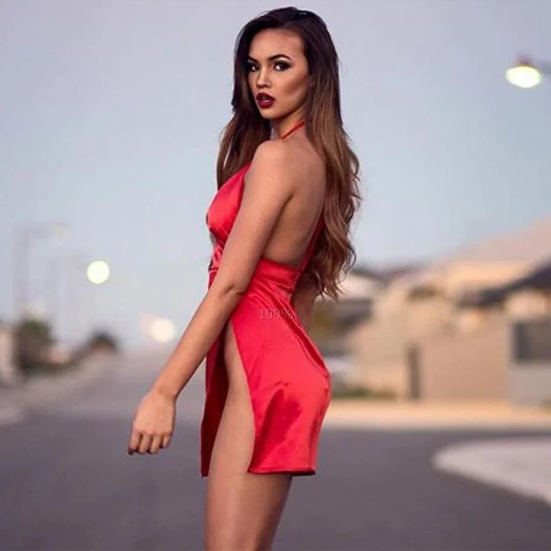 High Slit Mini Dress Night Club 