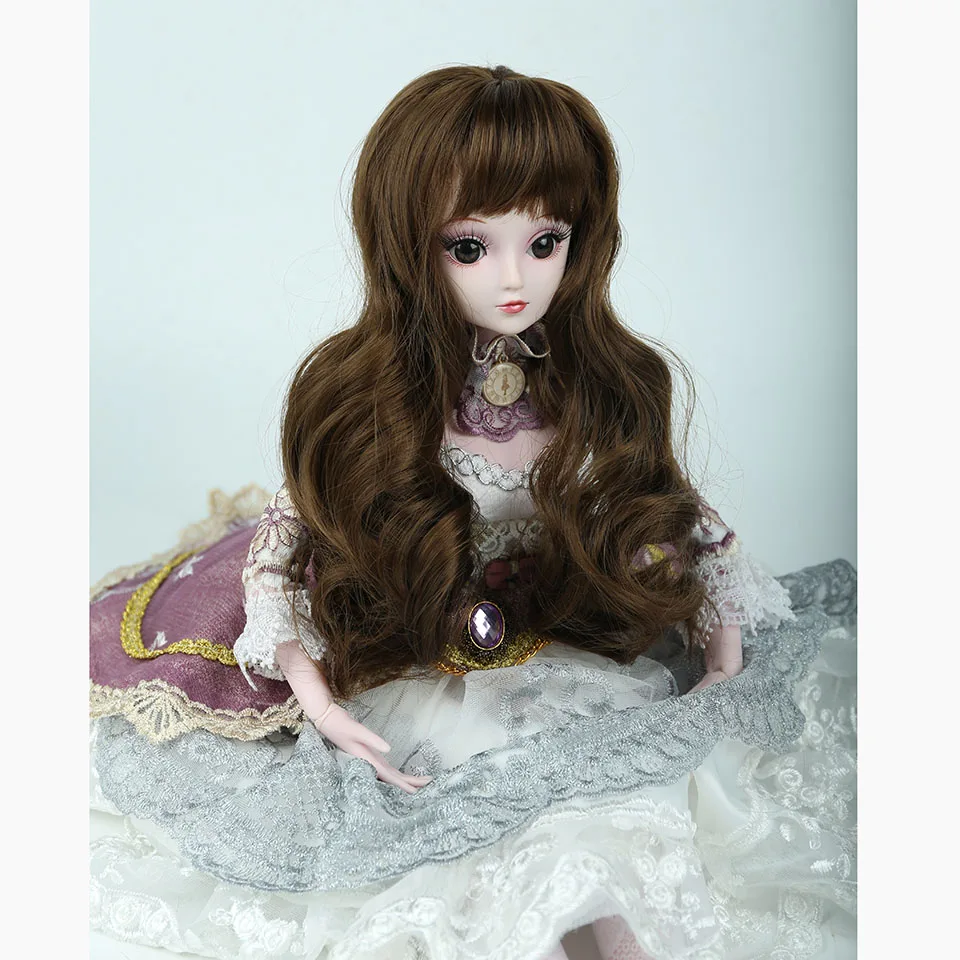 Bybrana модный стиль 1/3 1/4 Bjd волосы высокая температура длинные вьющиеся коричневато-черный Bjd парик MSD SD для BJD куклы - Цвет: 6