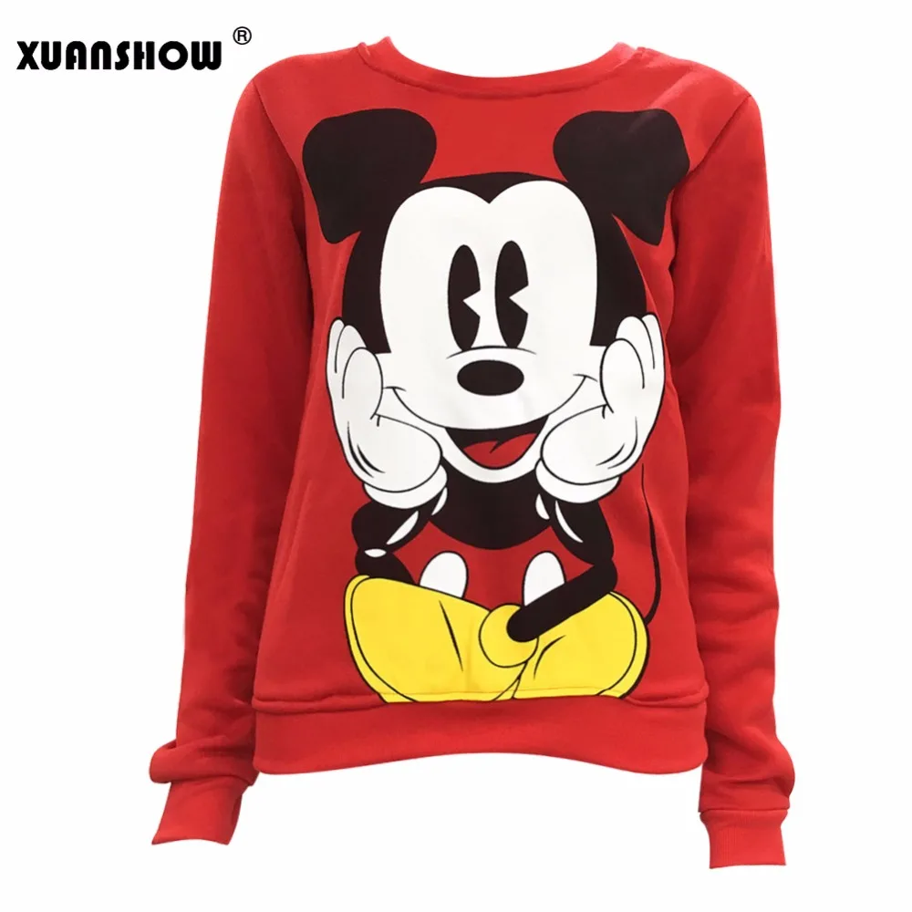 XUANSHOW 2019 Women Sweatshirts Hoodies Character Printed Casual Pullover Cute Jumpers Top Long Sle